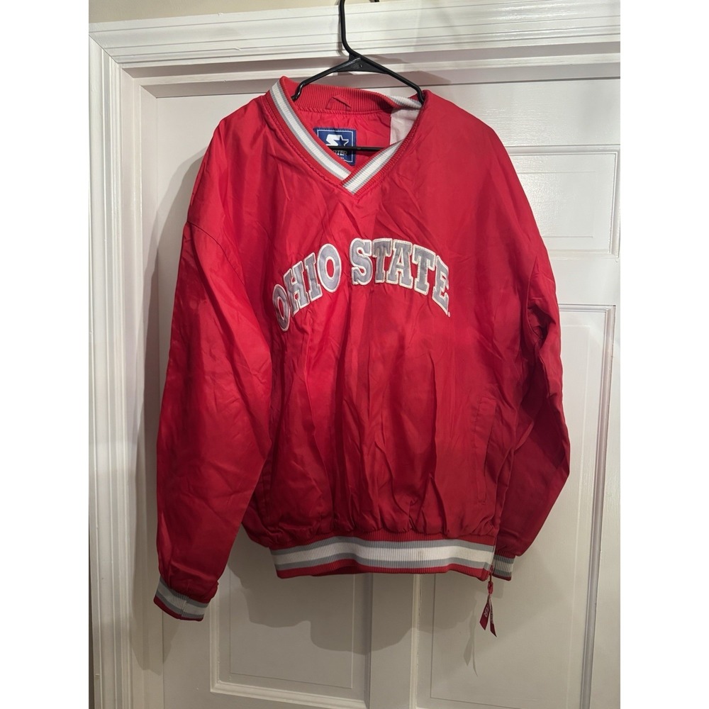 Vintage Ohio State Buckeyes Starter Jacket Mens XL Red NCAA Pullover V Neck